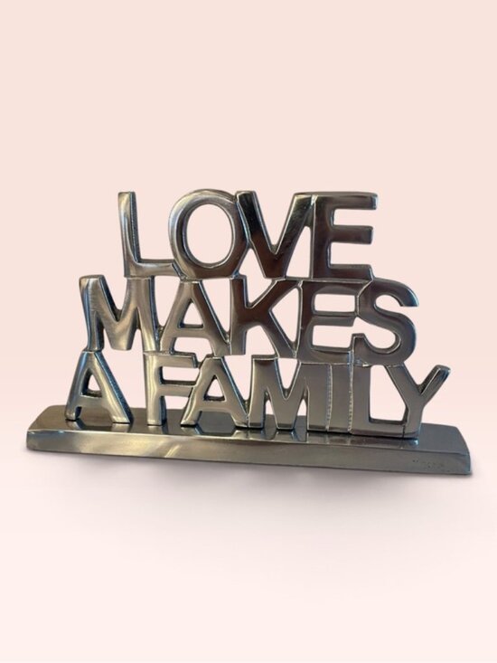 Other - Inspired Generations Silver Metal Sign "Love Makes a Family" Tabletop Decor Gif